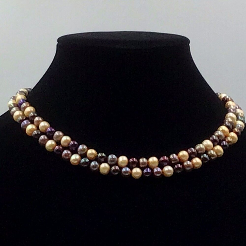 Tahitian Pearl Double Strand Necklace 7mm 19”